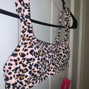 animal print ribbed bikini top